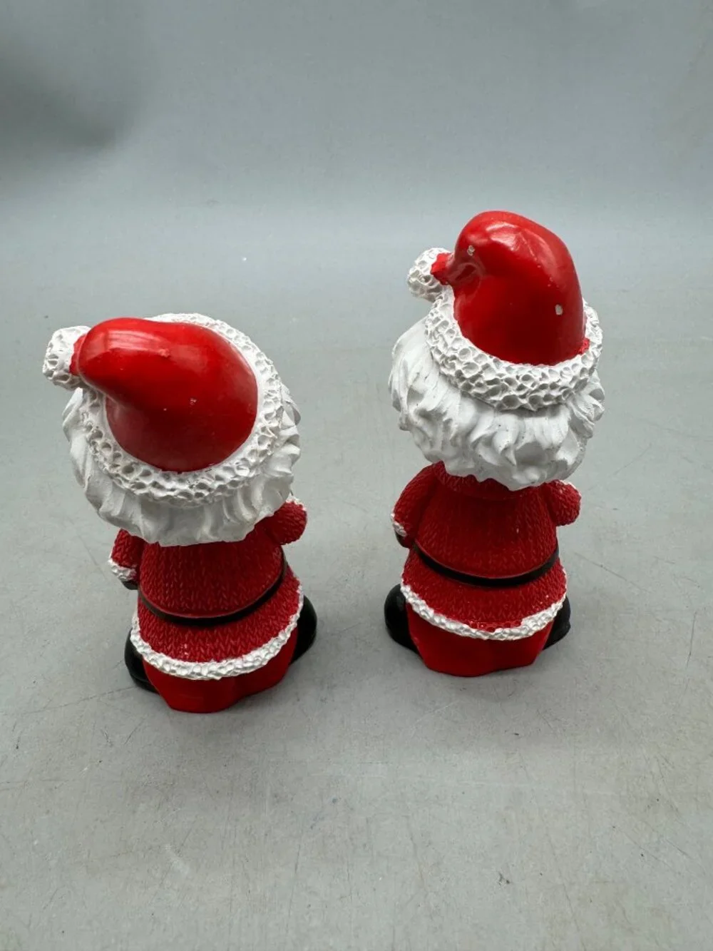 Ceramic Santa Bobble Head Figurines Set Of 2 Red & White Christmas Decor READ